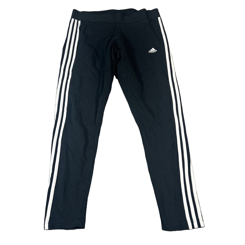 Adidas Womens Running Pants Black White Stripes Jogger XL Athleisure Pockets